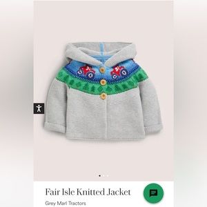 NWT size 2-3 years Mini Boden tractor hooded jacket  cardigan sweater - new!
